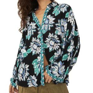 Free People Good Vibrations Printed Blouse Floral… - image 1